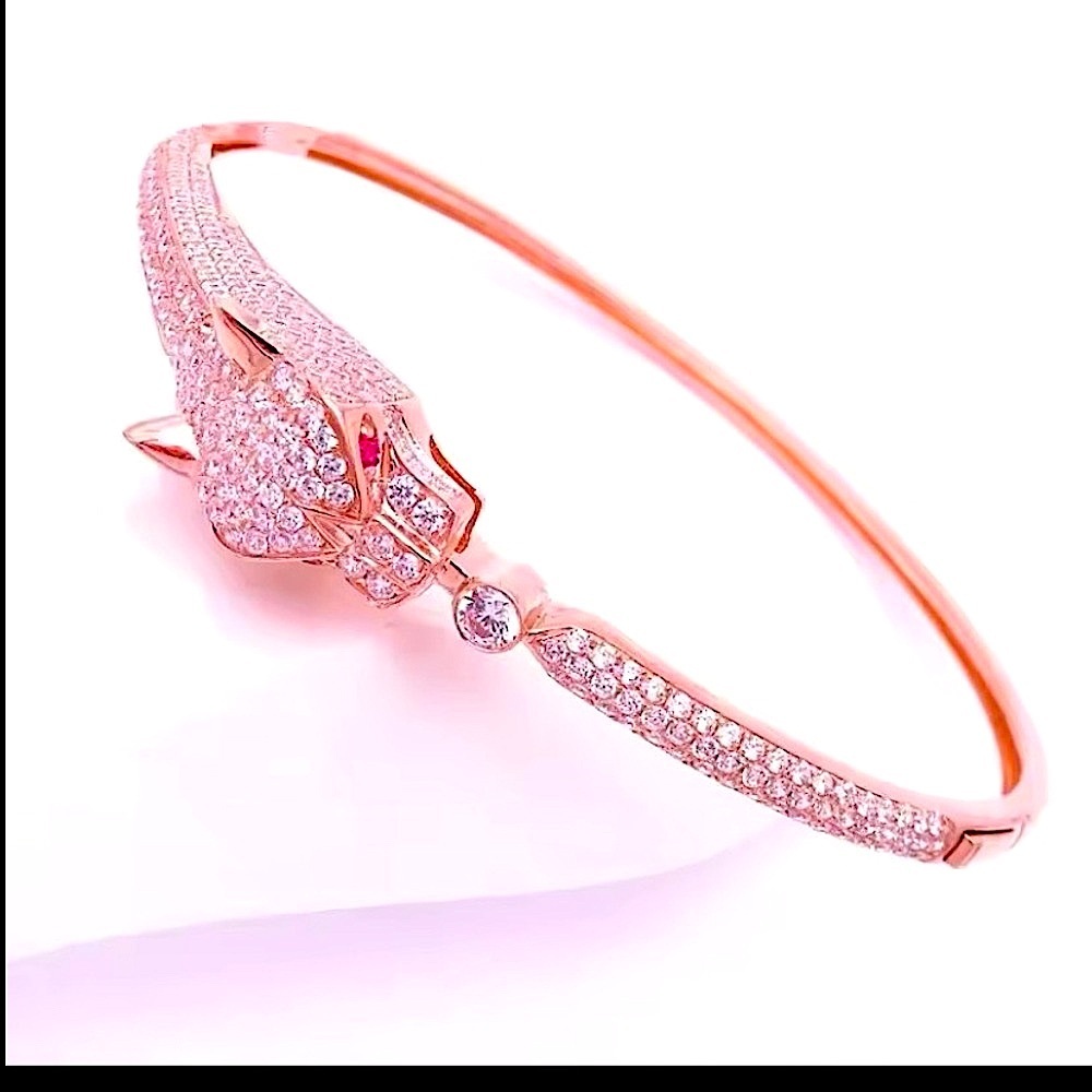 Rose Gold Panther Bangle Bracelet